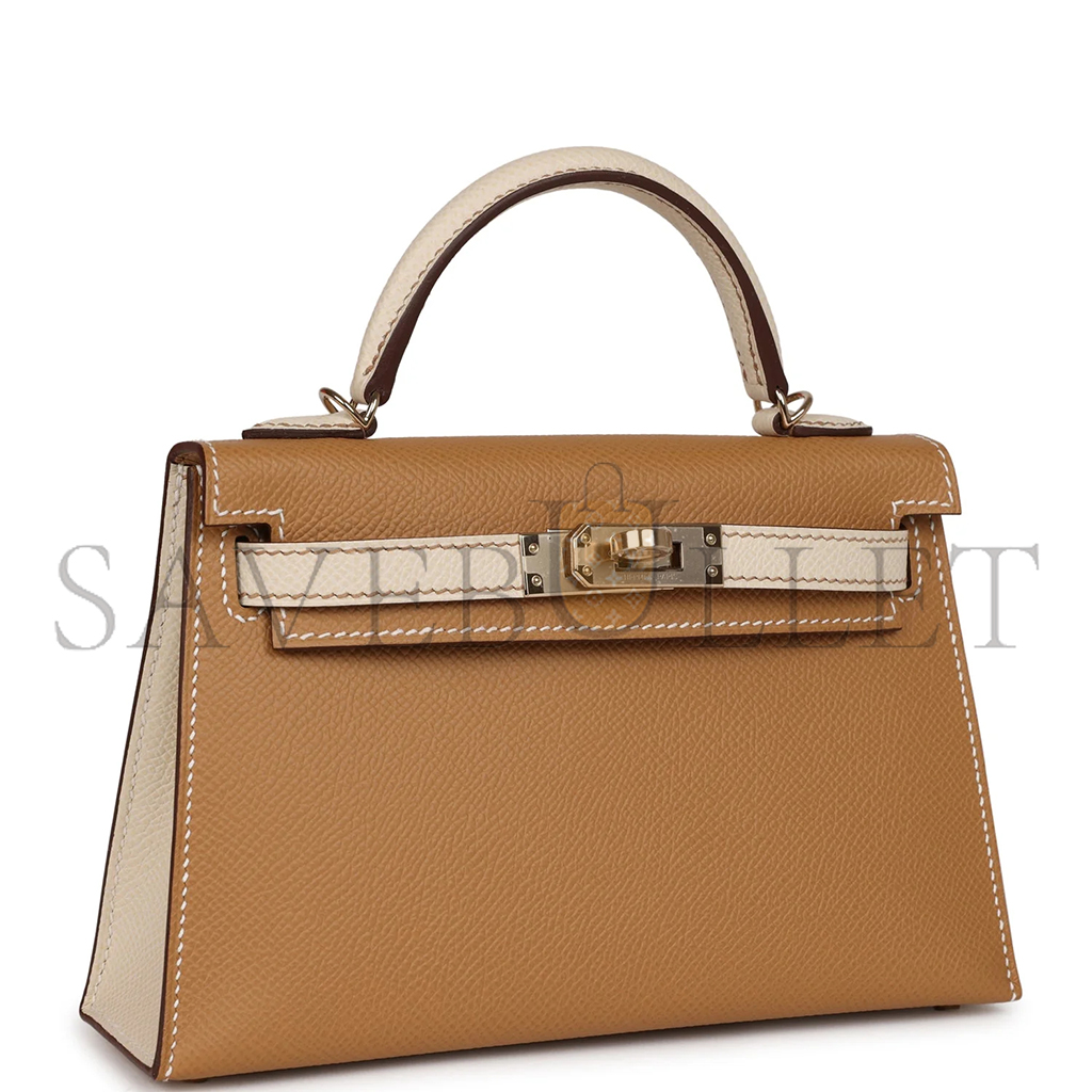 HERMÈS MINI KELLY II EPSOM BISCUIT AND CRAIE EPSOM PERMABRASS (19*12*5.5cm) 